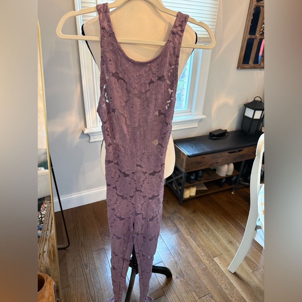 Free People Intimately Lavendar Sheer Lace Jumpsuit Bodysuit New w Tag Size XS